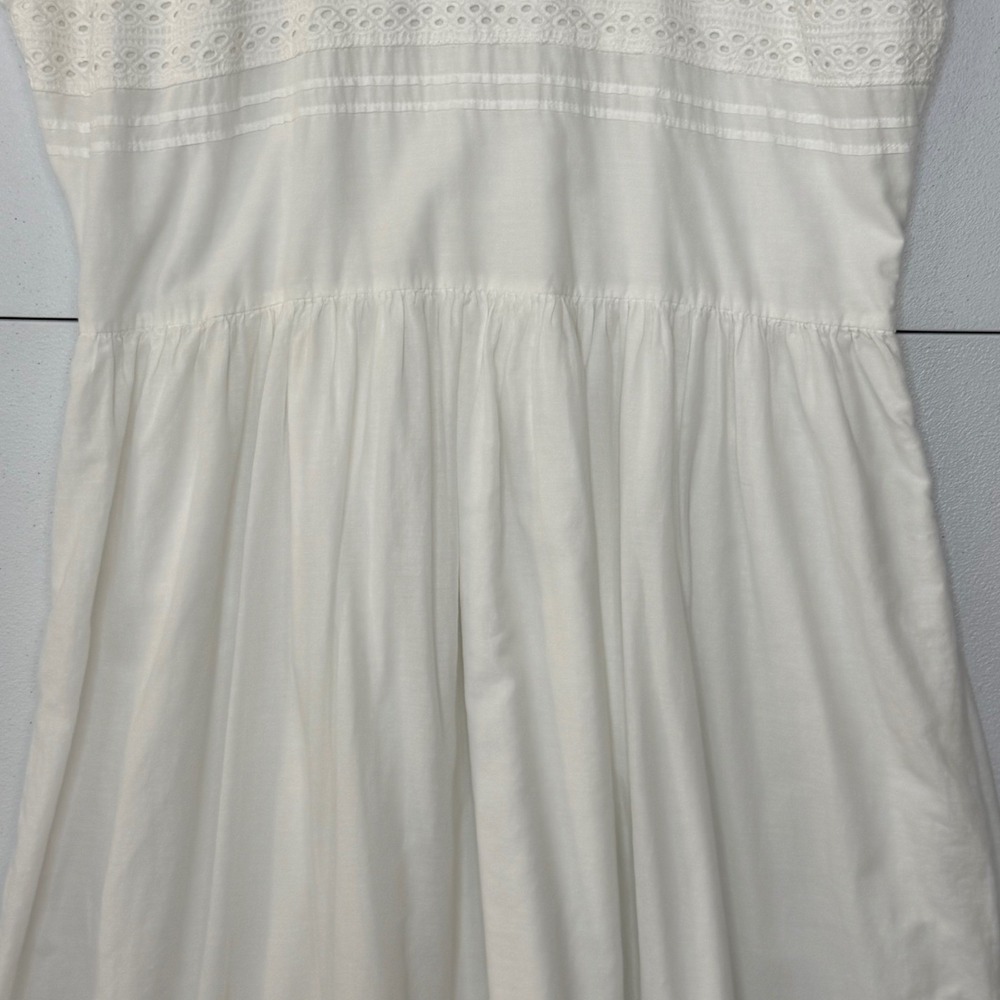 Old Navy Fit Flare Dress XL Tall White 100% Cotton Eyelet Smocked Back Lined - Picture 9 of 16
